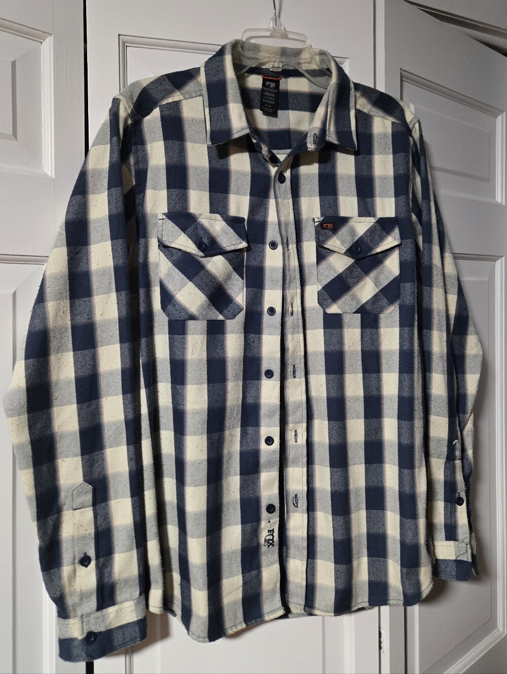 Fox Navy and Cream Plaid Flannel Button-Down Shirt